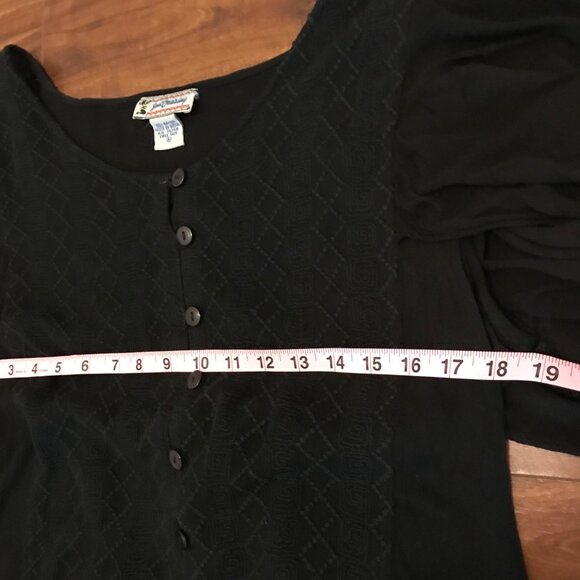 Just Cruising Women's Black Flutter Sleeve Boho Button-up Blouse One Size Beachy - Picture 7 of 8